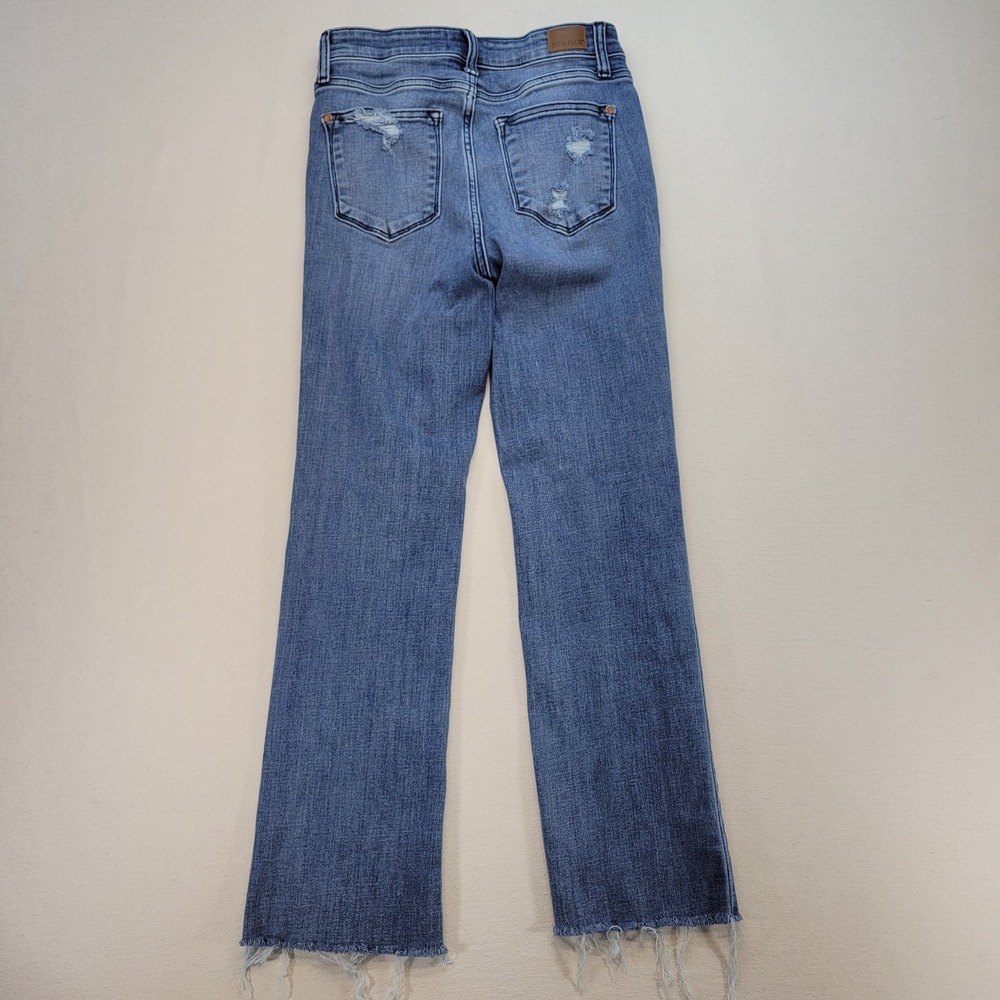 Judy Blue Jeans Womens 26 Blue Straight High Rise Distressed Raw Hem Denim - Picture 3 of 11